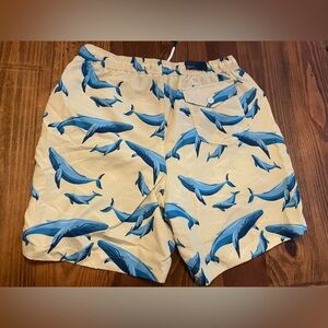 NWT Men’s Small Crown & Ivy Blue Whale Print Swim Shorts